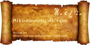 Miklusovszky Örzse névjegykártya